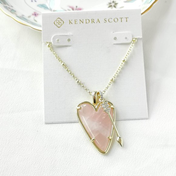 Kendra Scott Jewelry Kendra Scott Ansley Heart Gold Rose Quartz